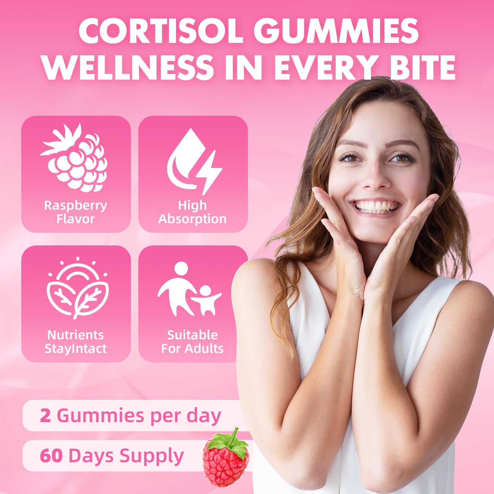 Cortisol Gummies for Women, Cortisol Supplements Gummies with Magnesium Ashwagandha Rhodiola Rosea and L-theanine Complex for Relaxation and Focus, Zzz Support, Raspberry Flavor, 60 Count GrnLifeAu supplements
