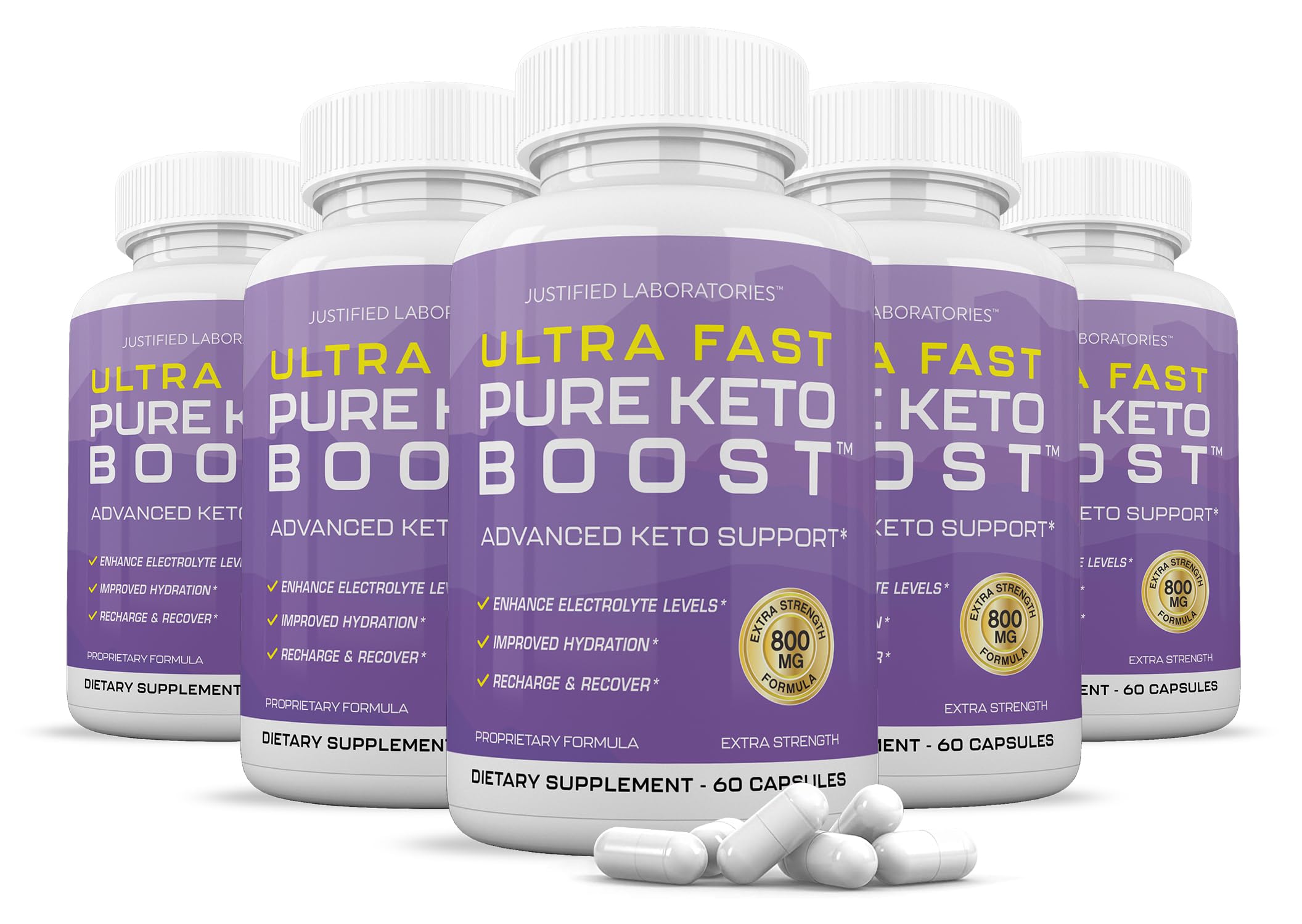 (5 Pack) Ultra Fast Pure Keto Boost Pills 1275MG New & Improved Formula Contains Apple Justified LaboratoriesUS supplements