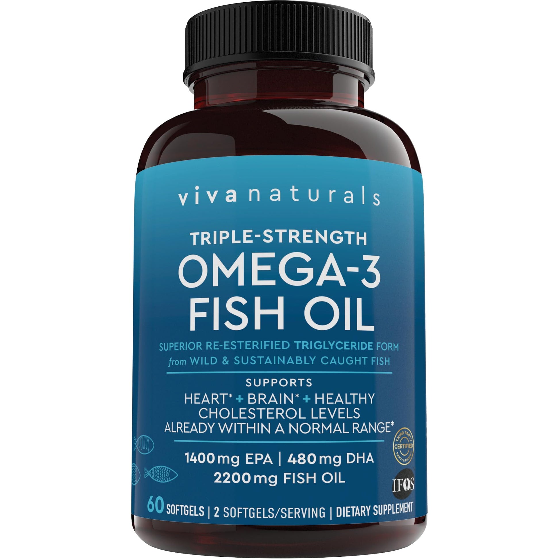 Viva Naturals Triple Strength Omega 3 Fish Oil Supplement - 2200 mg Wild Caught Viva NaturalsAu supplements