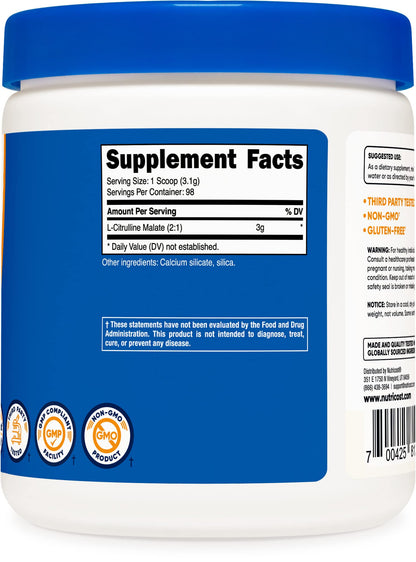 Nutricost L-Citrulline Malate 300G (2 Pack) - Pure L-Citrulline Powder, 3000mg Per Serving NutricostUS supplements
