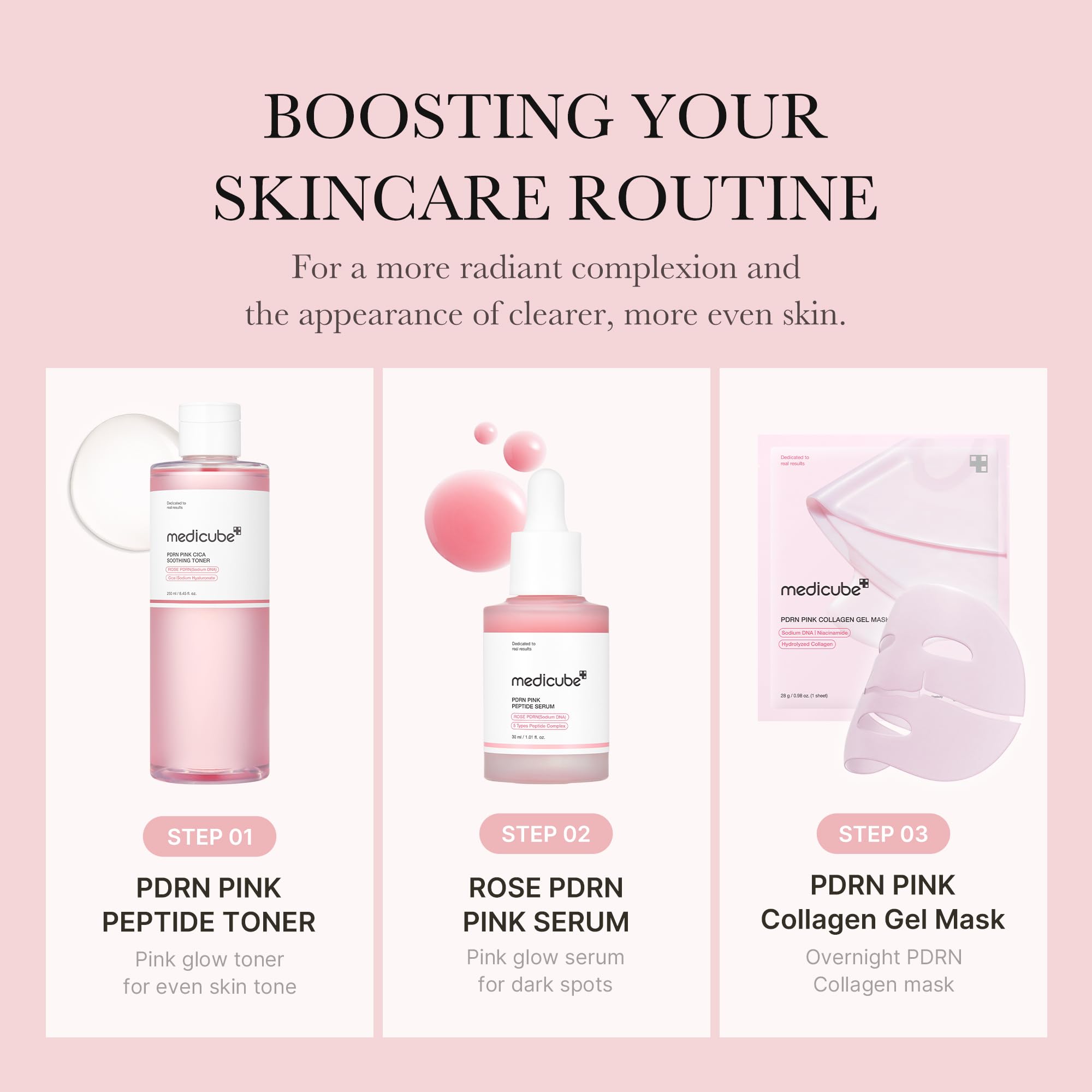 medicube PDRN Toner Rose PDRN Peptide Toner | Lightweight & Watery Type for Skin Boosting, Soothing and Calming, Uneven Skin Tone | with Rose, Peptide, Niacinamide | Korean Skincare, 8.45 fl.oz medicubeAu supplements