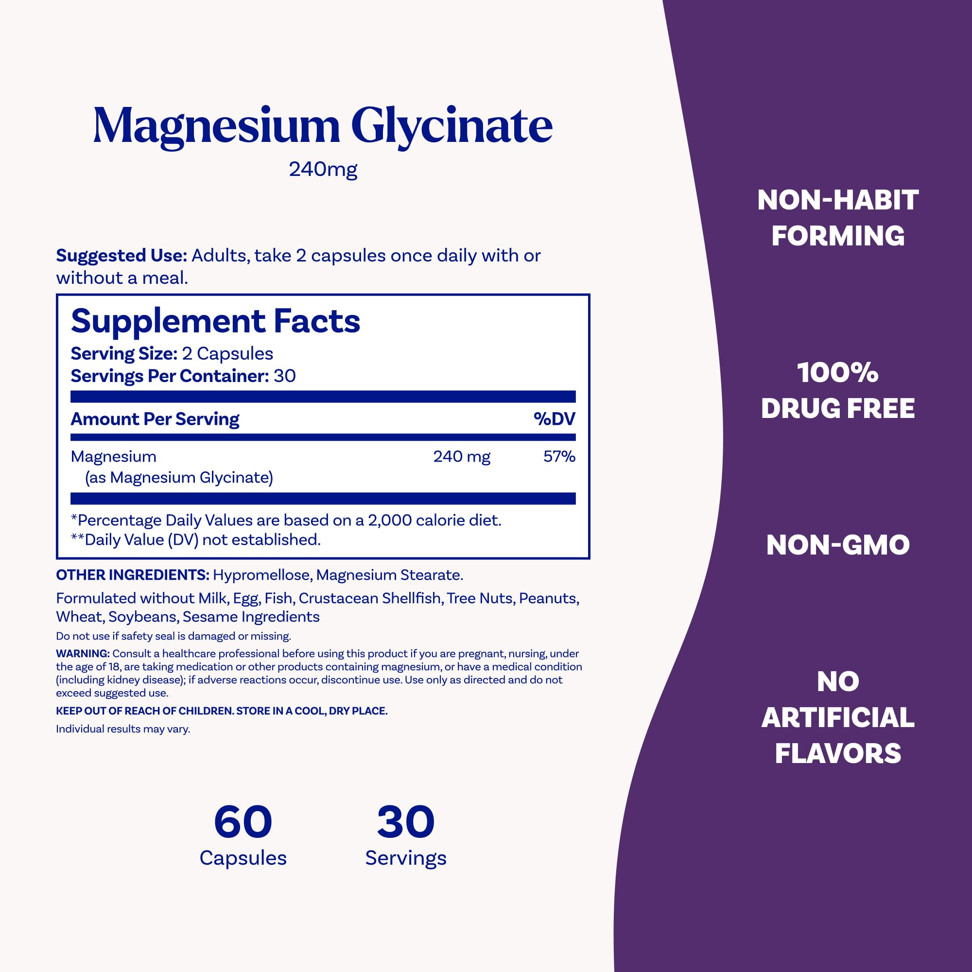 Natrol Magnesium Glycinate Supplements 240 mg - High Absorption - Calm Magnesium Glycinate for Sleep - 60 Capsules, 30 Day Supply NatrolAu supplements