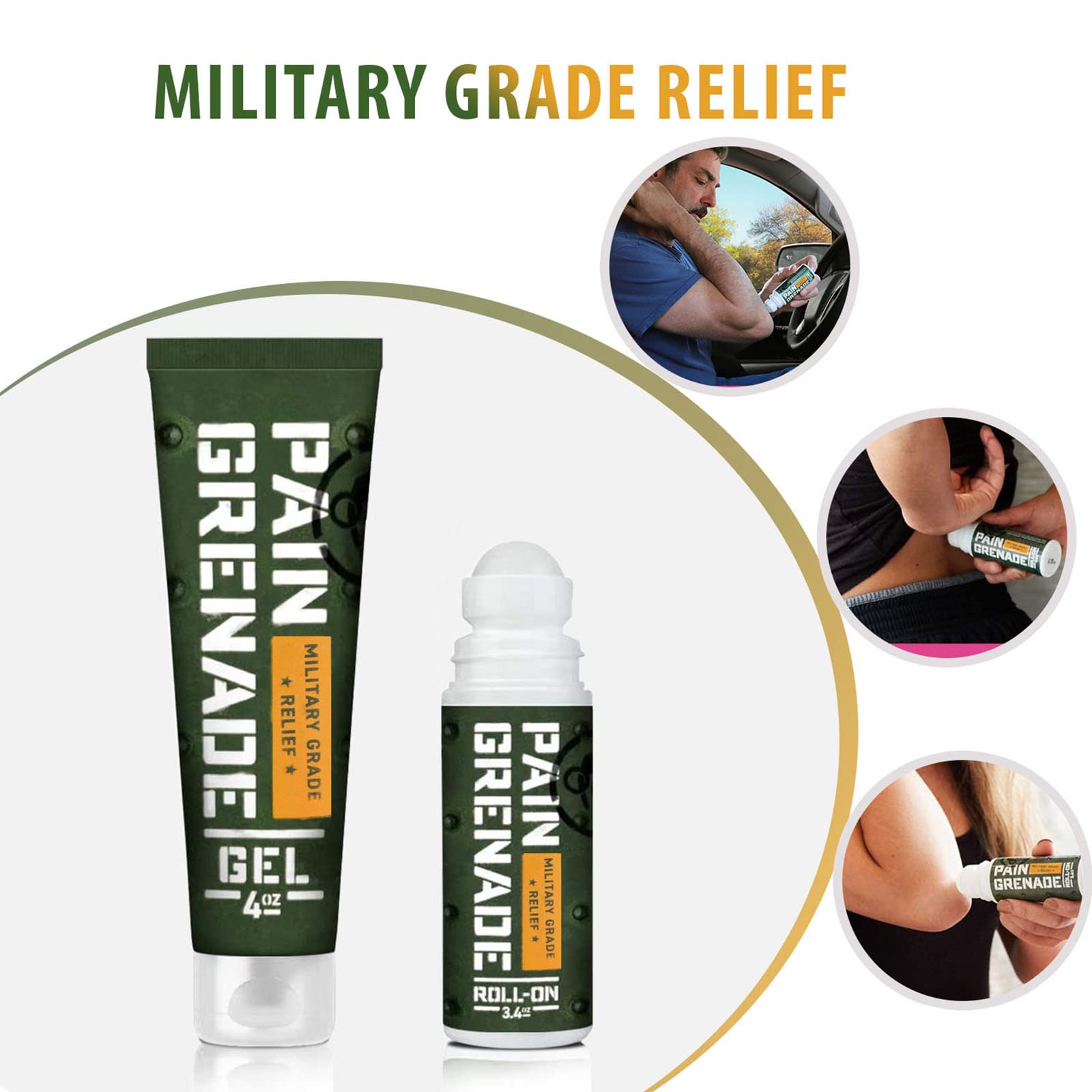 Plant Powered Roll-On Gel by Pain Grenade - Cooling and Warming Gel with Arnica, Menthol, Camphor, Glucosamine, and Other All Natural Botanicals - 3 - Pack M PAIN MANAGEMENT TECHNOLOGIESAu supplements