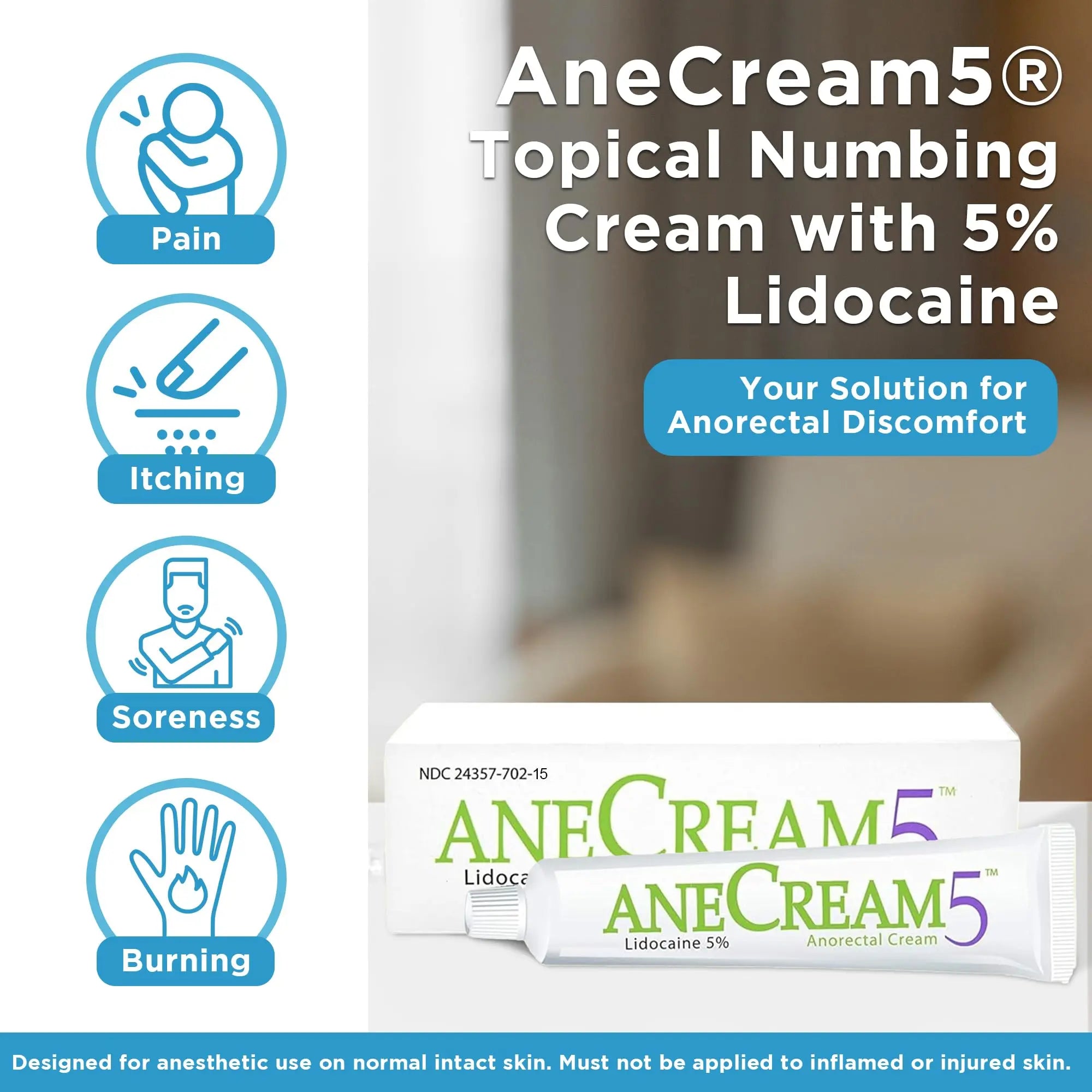 AneCream5-5% Lidocaine Numbing Cream - Maximum OTC Strength, Medical Grade Numbing Cream, Topical Anesthetic Lidocaine for Local & Anorectal Uses, Hemorrhoid Cream (0.5 oz/15 g) AneCreamAu supplements