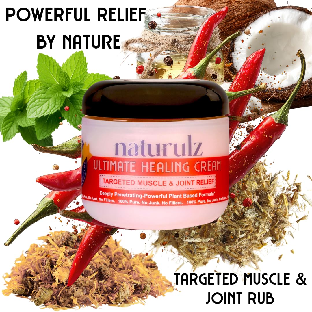 Naturulz Ultimate Healing (Medicated) Cream OTC 4 Ounce - Pain & Arthritis Topical for Sore Lower Back, Neck, Shoulders, and Muscles. All-Natural Formula with Medication Strength Capsaicin. NaturulzAu supplements