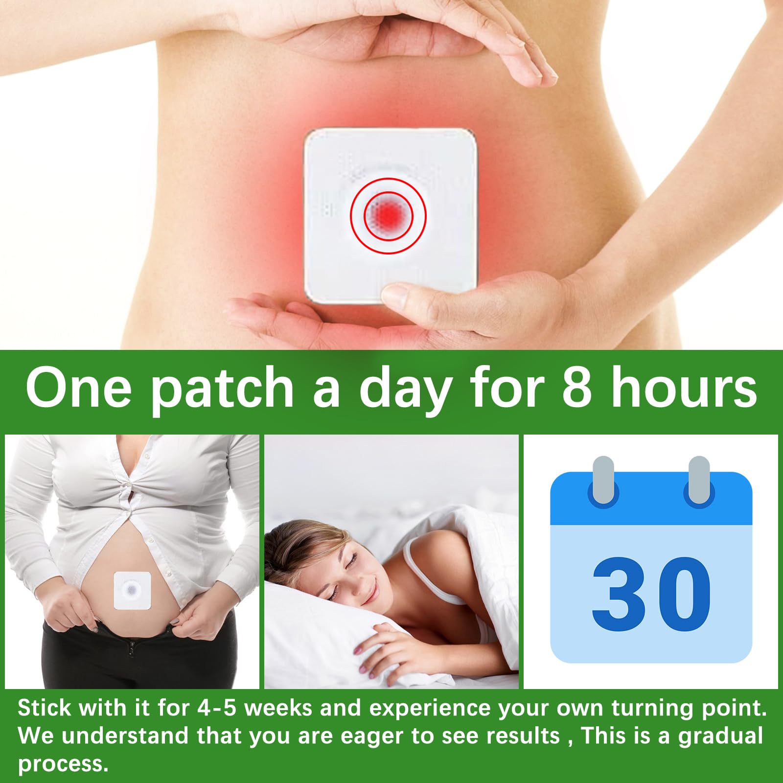 Mugwort Belly Patch,30Pcs Natural Wormwood Essence Pills and 30Pcs Belly Sticker, Moxa Hot BENJENAu supplements