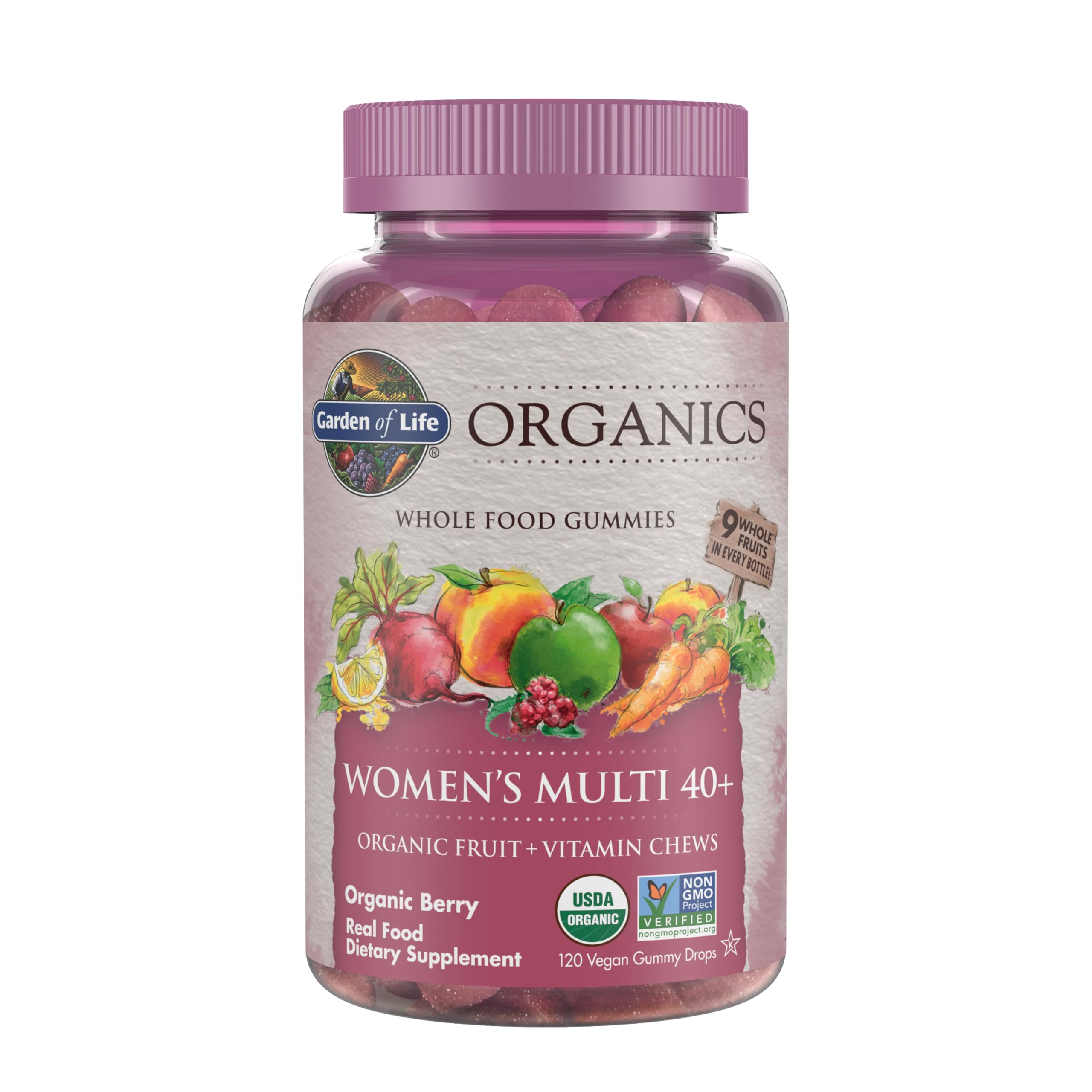 Garden of Life Organics Women 40+ Gummy Vitamins - Berry - Certified Organic, Non-GMO, Vegan, Kosher Complete Multi - Methyl B12, C & D3 Garden of LifeAu supplements
