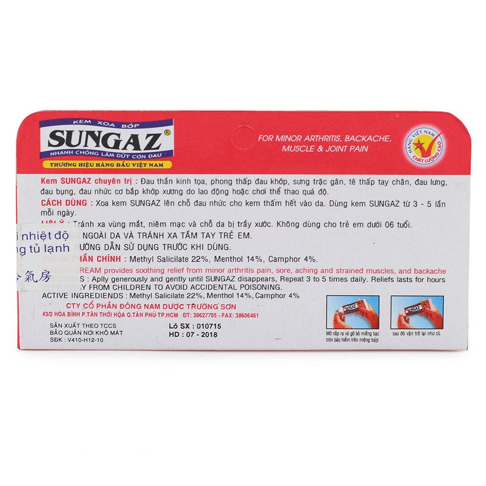 30g Vietnam Sungaz Rapid Pain Relief Yamano Relieve Pain Balm Analgesic Cream Rheumatoid Arthritis Bone Spurs Frozen Shoulde madamtickAu supplements
