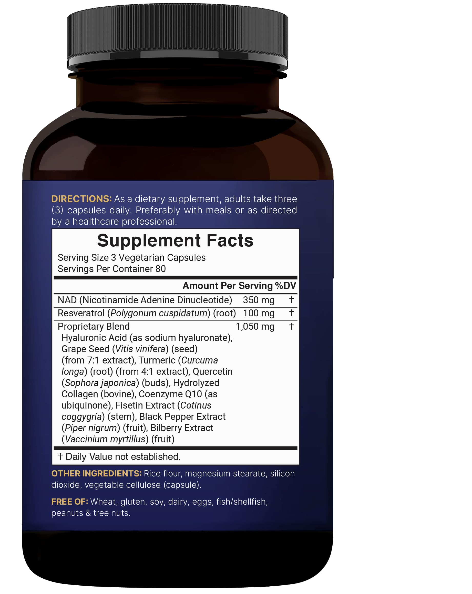 NatureBell NAD+ Complex 1,500mg Per Serving, 240 Veggie Capsules | NMN Supplement Alternative | NAD Plus Resveratrol, Hyaluronic Acid, Quercetin, Fisetin, Collagen, & More – Non-GMO NatureBellAu supplements