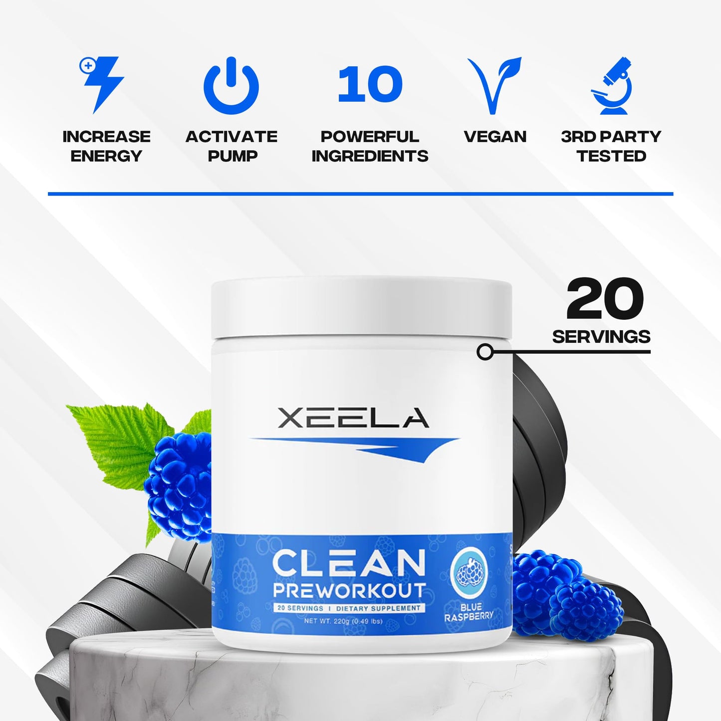 XEELA Organic Pre Workout Powder: Clean Preworkout for Men & Women, with Flavored XEELAUS supplements