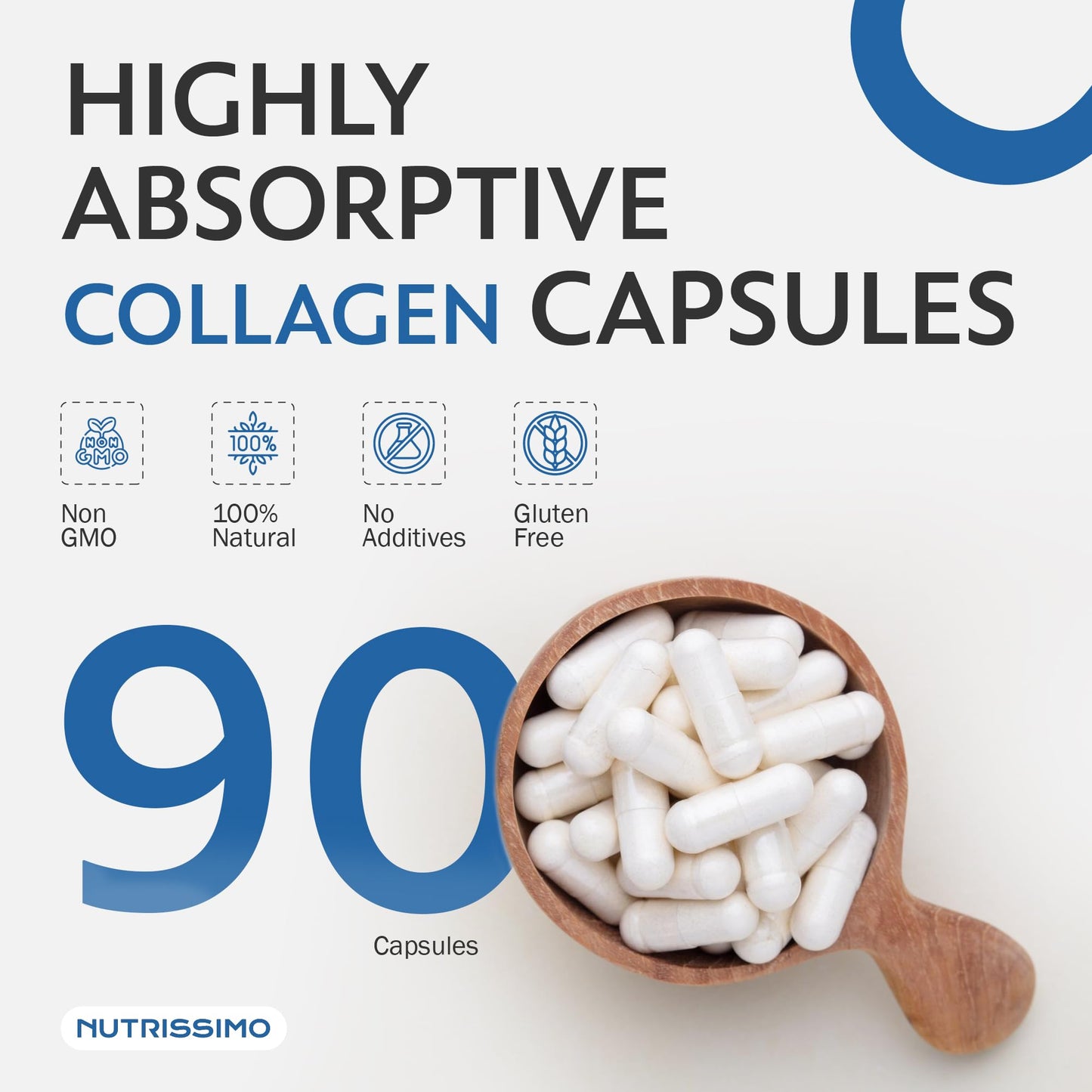 NUTRISSIMO Collagen + Hyaluronic Acid + Biotin + CoQ10 + Vitamins A, C (non-acidic), D and B12 + Zinc NUTRISSIMOUS supplements