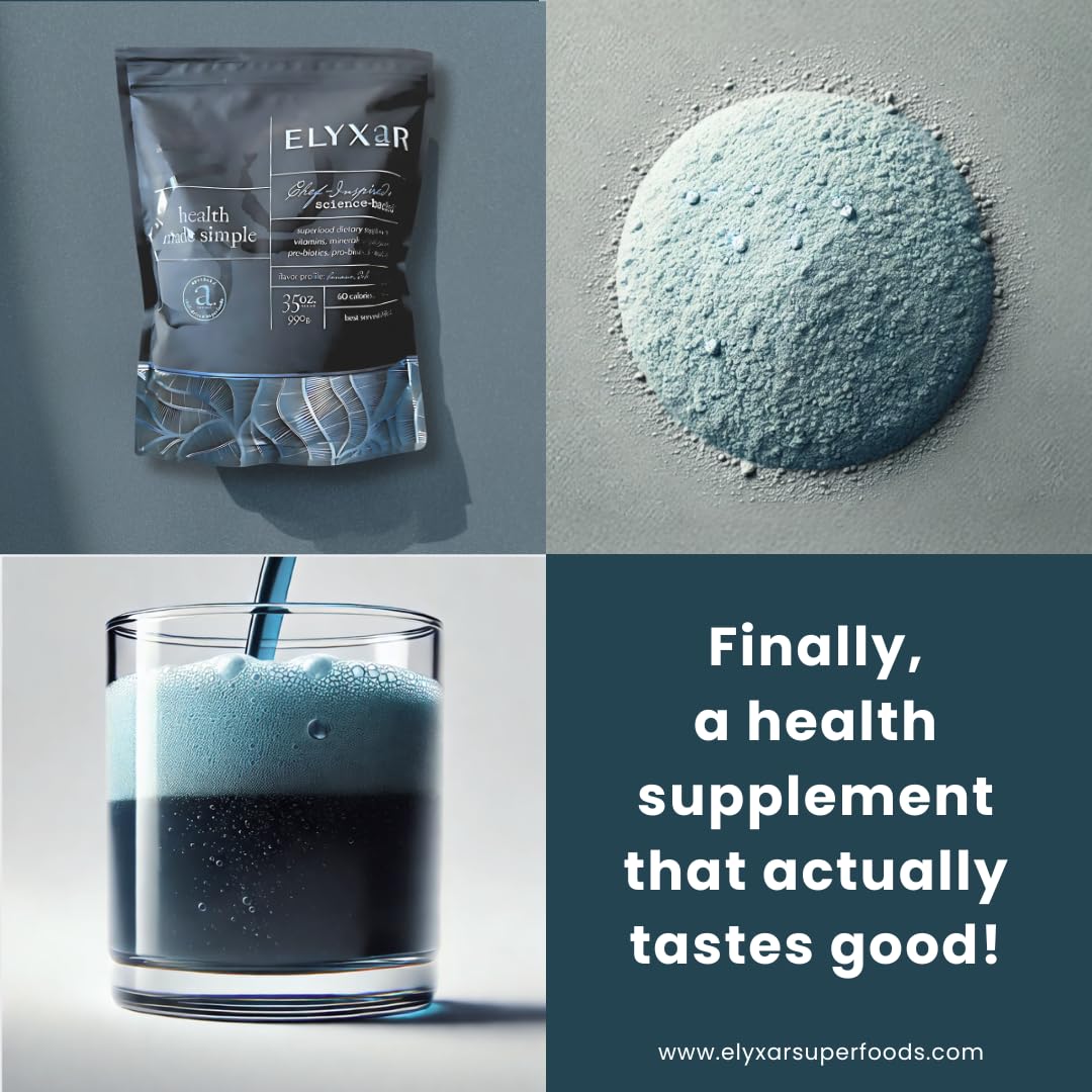 ELYXaR Daily Superfood Complex - Supplement Powder - 60+ Vitamins, Minerals, Wholefood-Sourced Ingredients, Stress Adaptogens, Pro & Prebiotics, Digestive Enzymes, & Electrolytes - 30 Servings apotheka superfoodsAu supplements