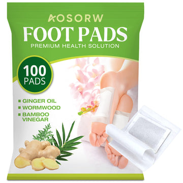AOSORW 100 Pack Foot Pads, Ginger Oil Bamboo Charcoal Foot Pads, Foot Care Patch AOSORWAu supplements