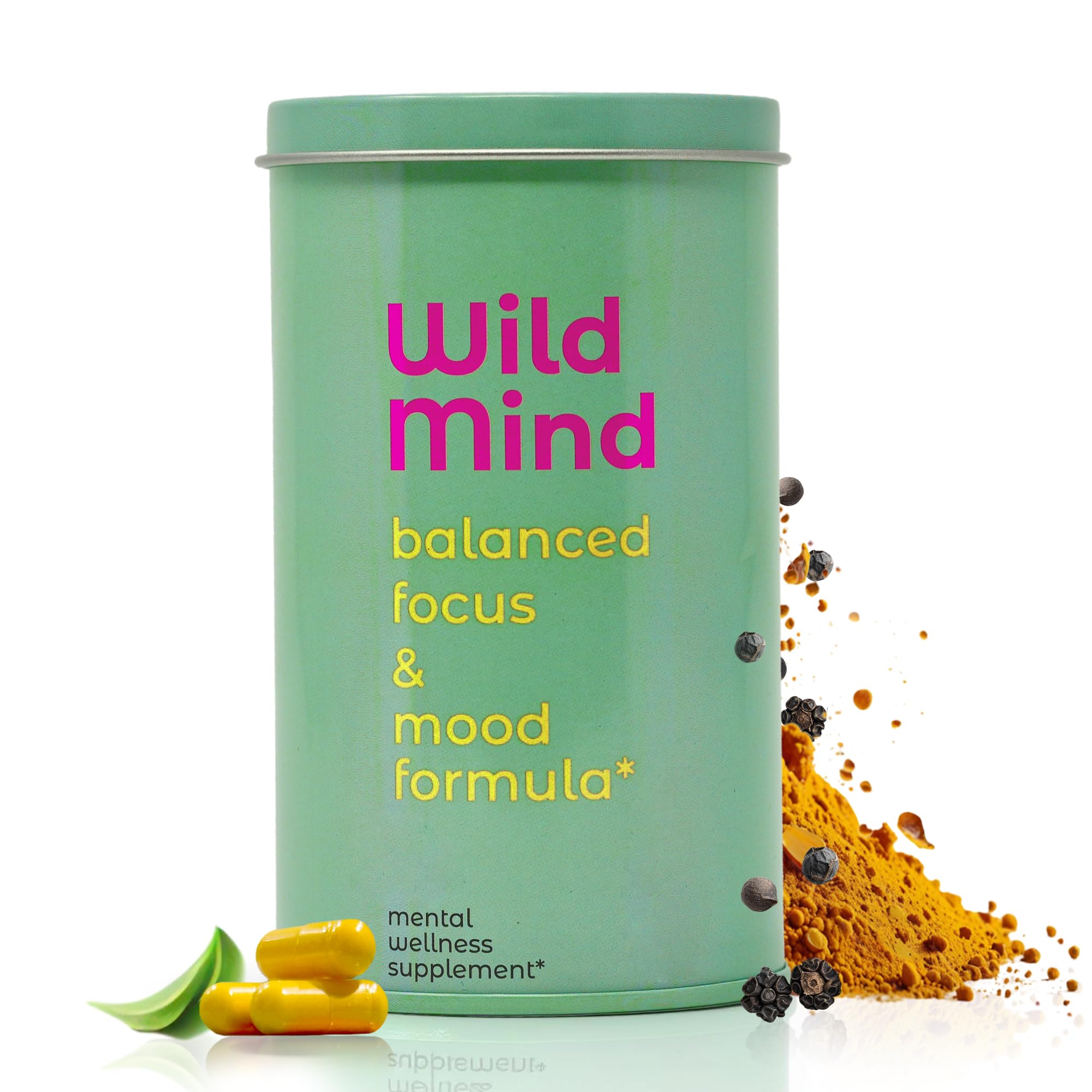 Wild Mind Mental Clarity Balanced Focus & Mood Support Supplement for Mental Wellness– 4-Ingredient Nootropic Brain Support for Calm & Energy – Vegan, 90 Capsules, 30-Day Supply Wild MindAu supplements