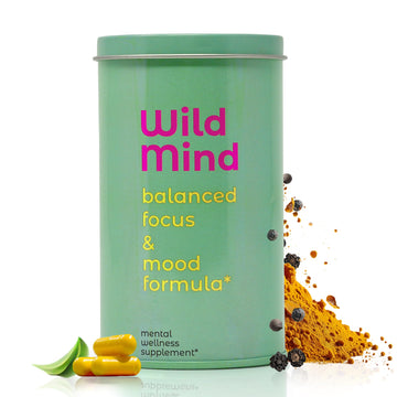 Wild Mind Mental Clarity Balanced Focus & Mood Support Supplement for Mental Wellness– 4-Ingredient Nootropic Brain Support for Calm & Energy – Vegan, 90 Capsules, 30-Day Supply Wild MindAu supplements