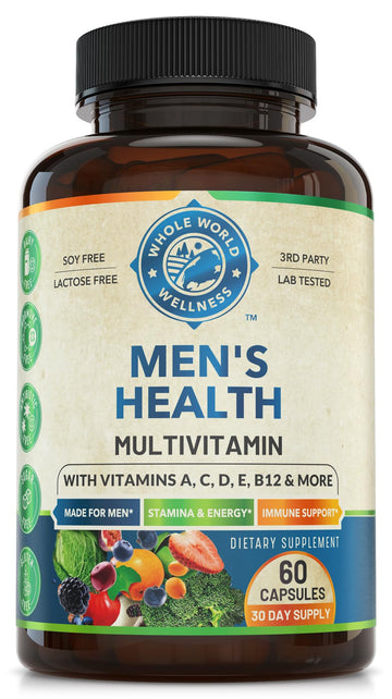 Whole World Wellness Mens Daily Multivitamin Multimineral Supplement for Energy, Focus, Stamina & Performance. Made for Men with 30+ Nutrients, Fruit & Energy Blend. Mens Vitamins, Made in The USA. WHOLE WORLD WELLNESSAu supplements