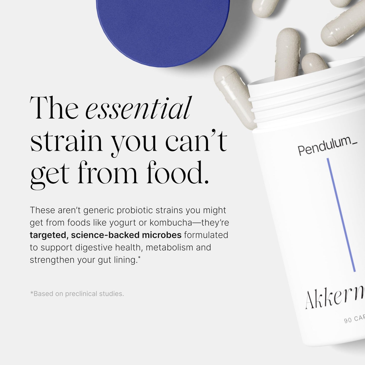 Pendulum Akkermansia Probiotic with Prebiotic Fiber - Delayed Release Capsules, Third-Party Tested, Authentic 100M AFU Live Strain for Gut Health PendulumUS supplements