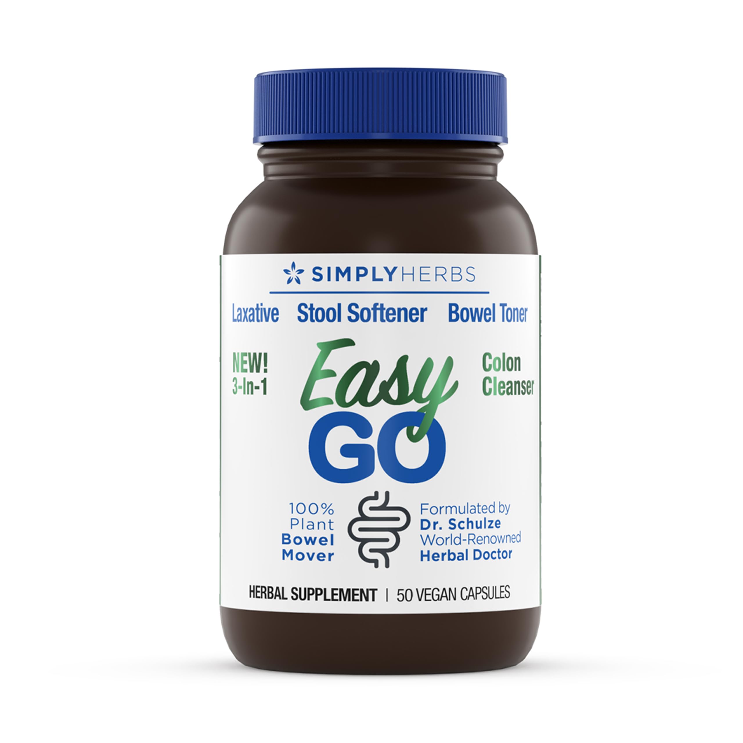 Simply Herbs Easy Go Bowel Mover - Adult Cleansing Supplement for Colon Health Support - Bowel Movement Aid - Stool Softener - Daily-Use Laxative - Plant-Based Ingredients - Vegan - 50 Count Dr. Schulze'sAu supplements
