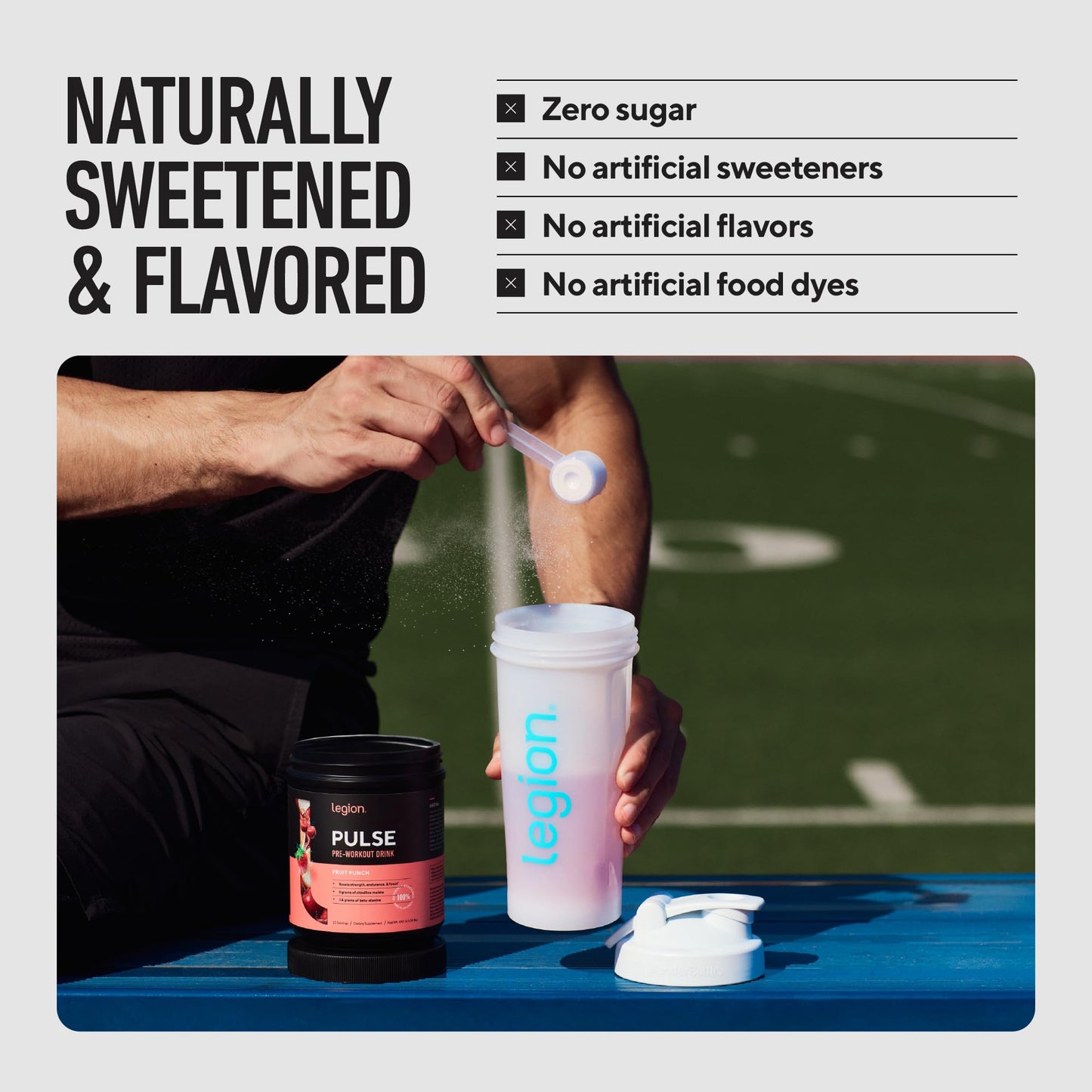 LEGION Pulse Pre Workout Supplement - All Natural Nitric Oxide Preworkout Drink to Boost Energy, Creatine Free, Naturally Sweetened, LEGIONUS supplements