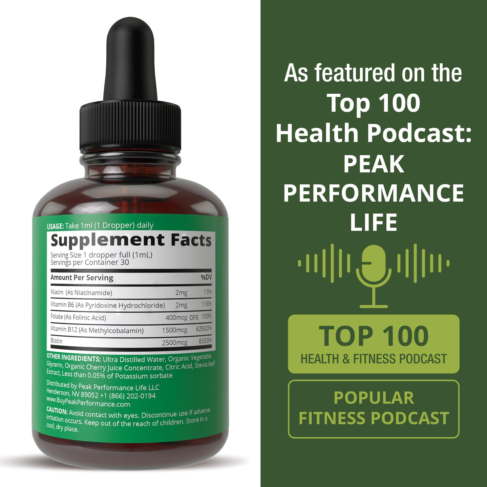 B Complex Liquid Drops Vegan Supplement. Best 5 B Vitamins with B3 Niacin, B6, B7 Biotin, B9 Folate, Methylcobalamin B12. B-Complex for Hair, Skin Nails, Energy. for Adults, Men, Women Peak PerformanceAu supplements