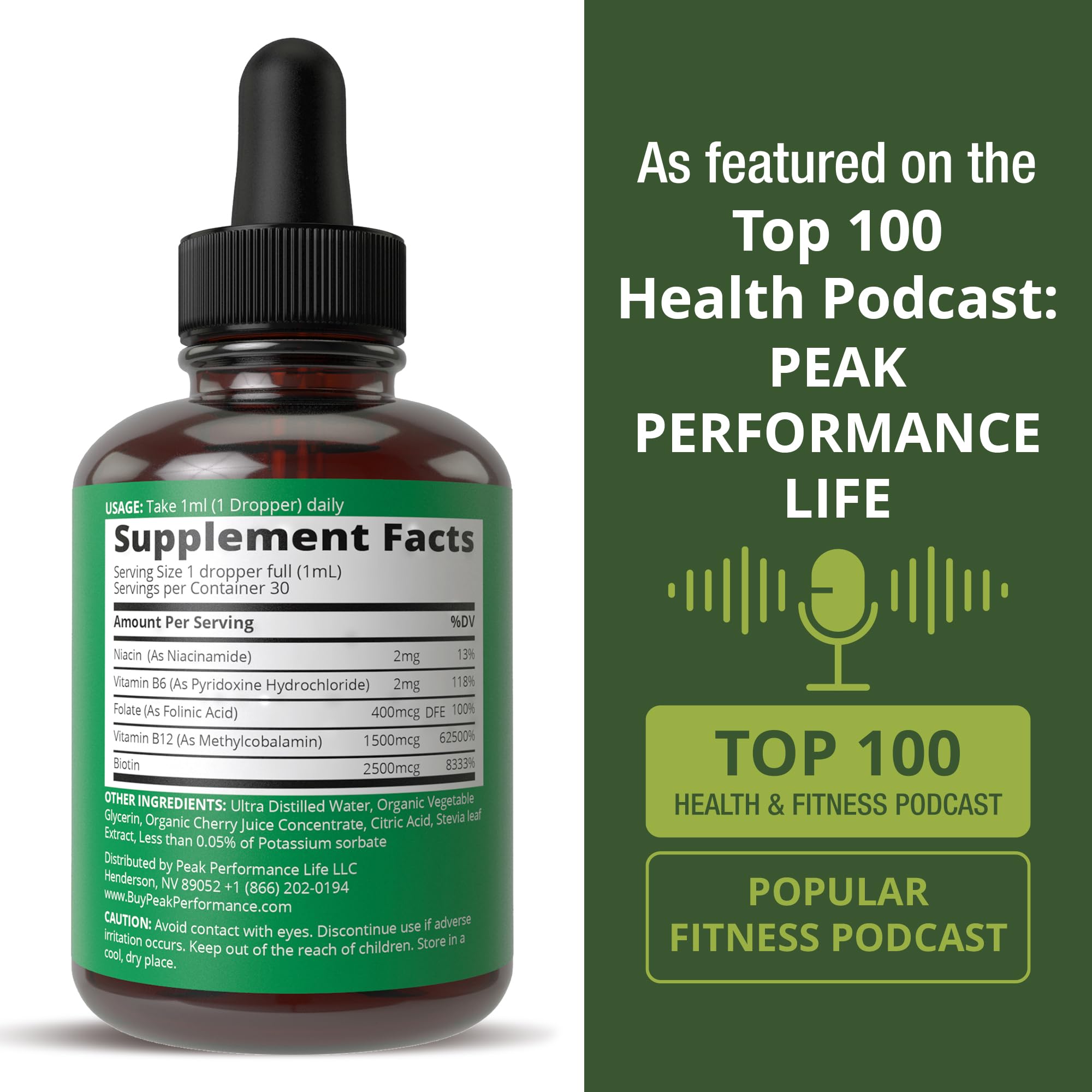 B Complex Liquid Drops Vegan Supplement. Best 5 B Vitamins with B3 Niacin, B6, B7 Biotin, B9 Folate, Methylcobalamin B12. B-Complex for Hair, Skin Nails, Energy. for Adults, Men, Women Peak PerformanceAu supplements