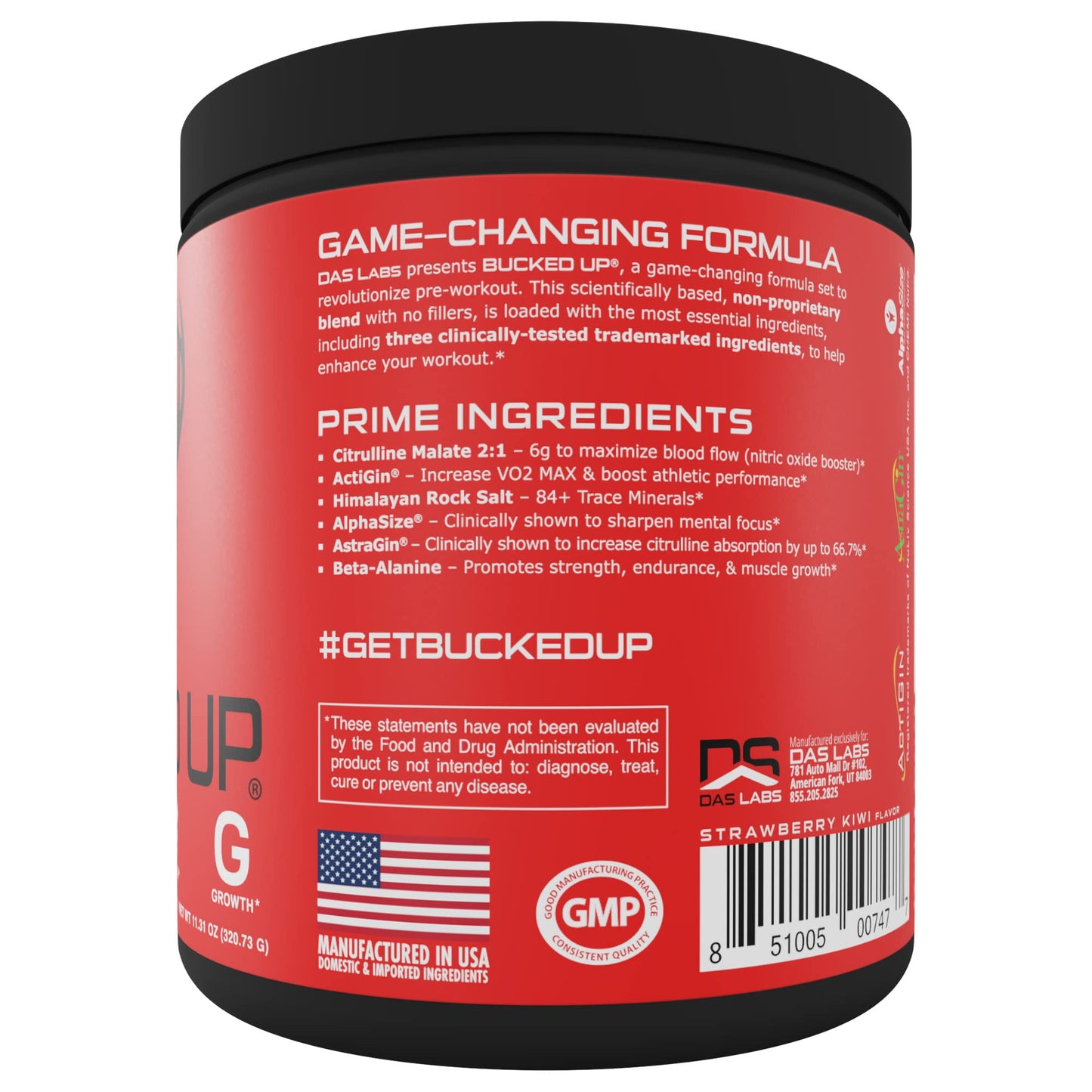 Bucked Up Pre Workout - Best Tasting - 6 Grams Citrulline, 2 Grams Beta Alanine Non Proprietary Blend, Powder (Strawberry Kiwi) Bucked UpUS supplements