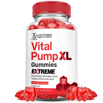 Justified Laboratories Vital Pump XL Extreme 2000MG Performance Gummies Vital PumpXL Advanced Formula Formulated with Beet Juice ACV Pomegranate Powder B12 Vegan Non GMO 60 Gummys Justified LaboratoriesAu supplements