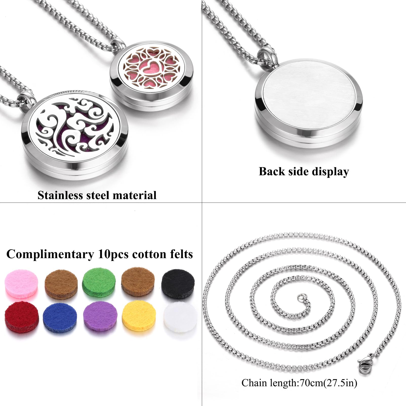 Aromatherapy Essential Oil Diffuser Necklace Tree of Life Cloud Design Stainless Steel Locket JEAN SMILEAu supplements
