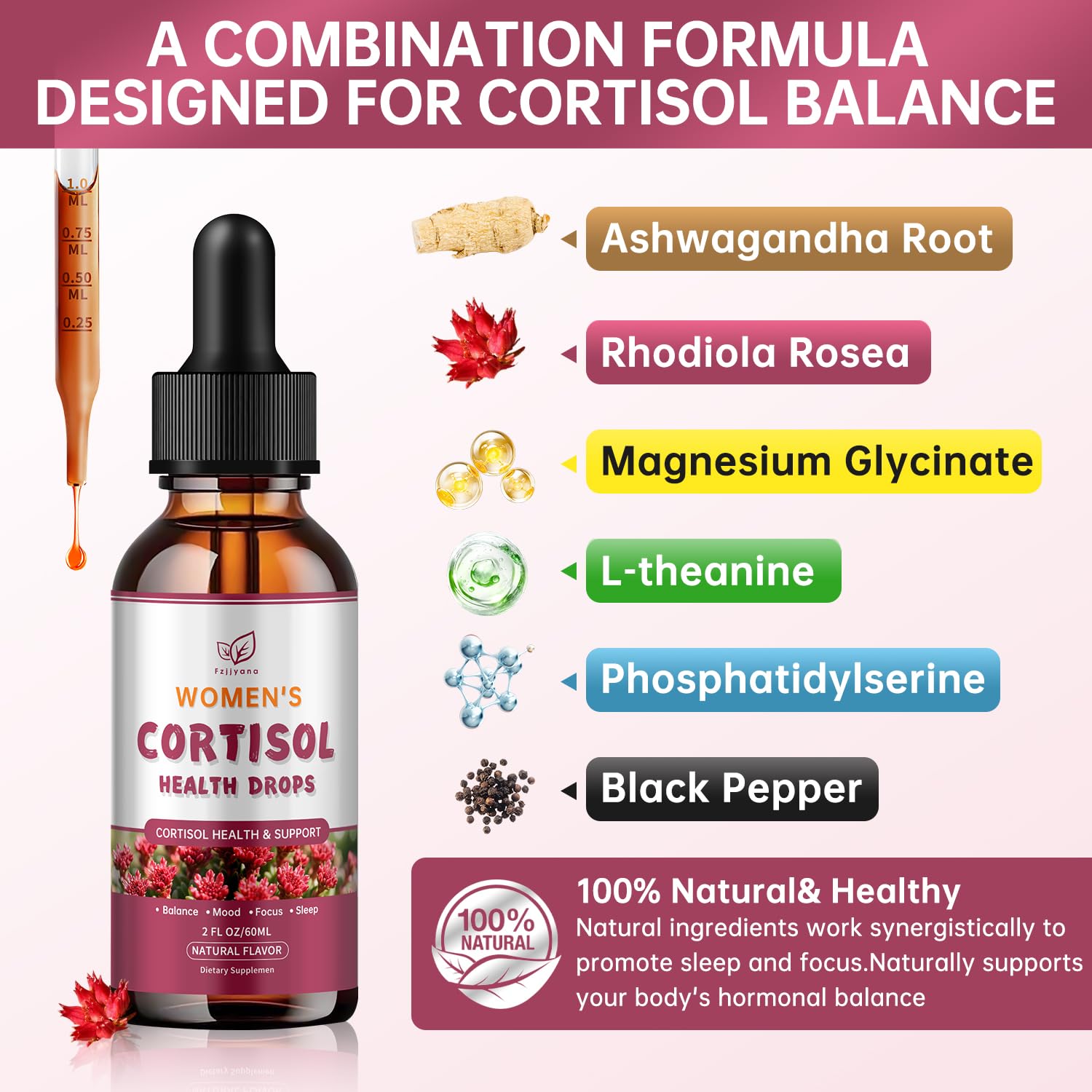 Cortisol Manager Liquid Drops, Cortisol Supplements for Women, with magnesium ashwagandha, rhodiola rosea,l-theanine,Phosphatidylserine-Promote Relaxation and Support Mood- 30 Day Vegan Supply FzjjyanaAu supplements