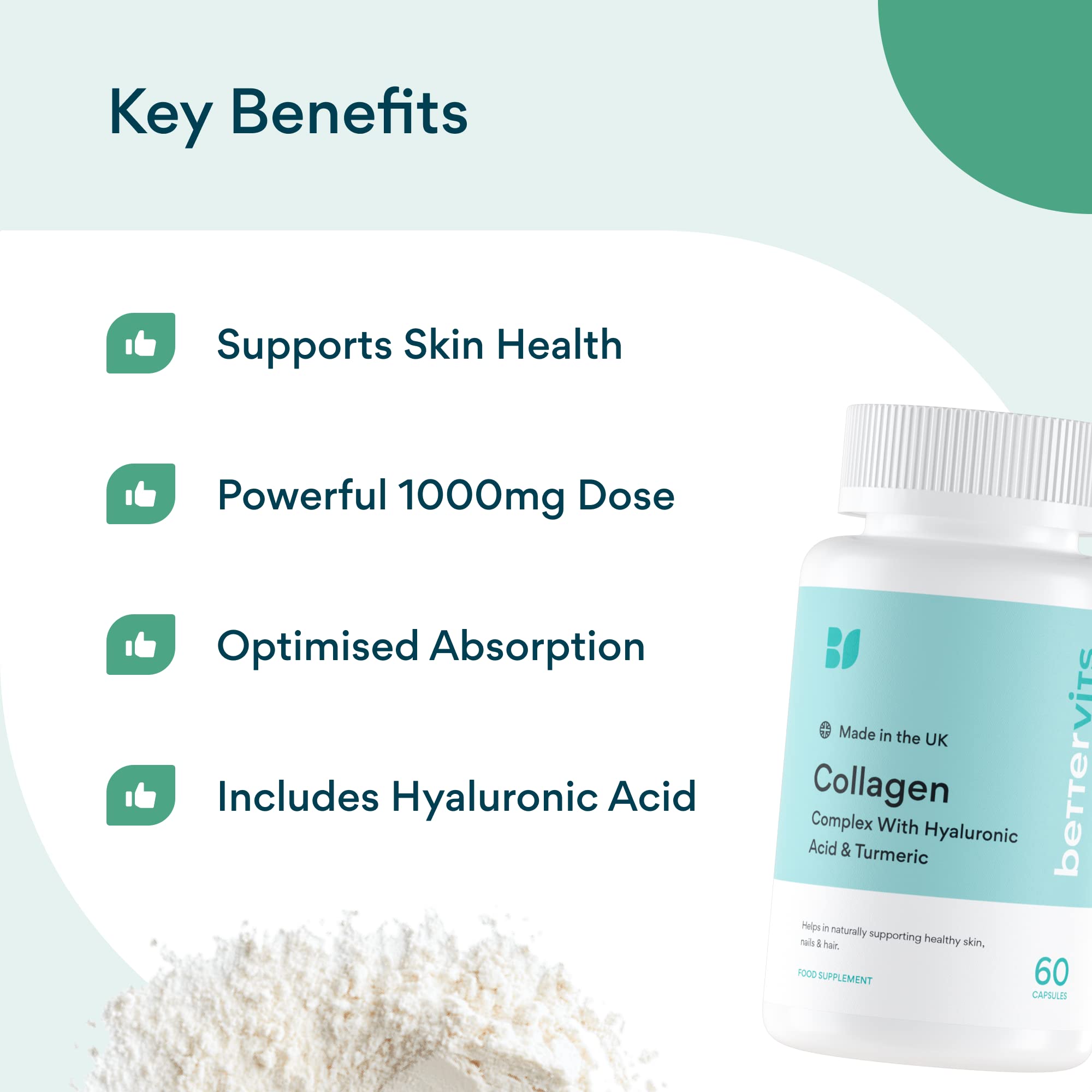 Bettervits Collagen Complex | 1000mg Hydrolyzed Capsules | Skin | Hair | Nails | Joints | Hydrates & Smooths BettervitsAu supplements