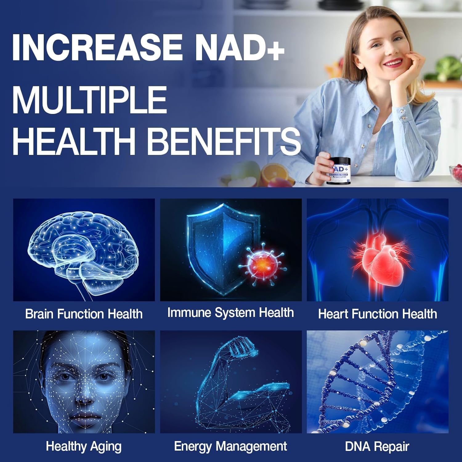 NAD+ Supplement - NAD Nicotinamide Riboside Resveratrol NAD Supplement 1000mg Pure Organic for Women and Men Anti-Aging, Energy, Focus, 80 Capsules MSLOTALAu supplements