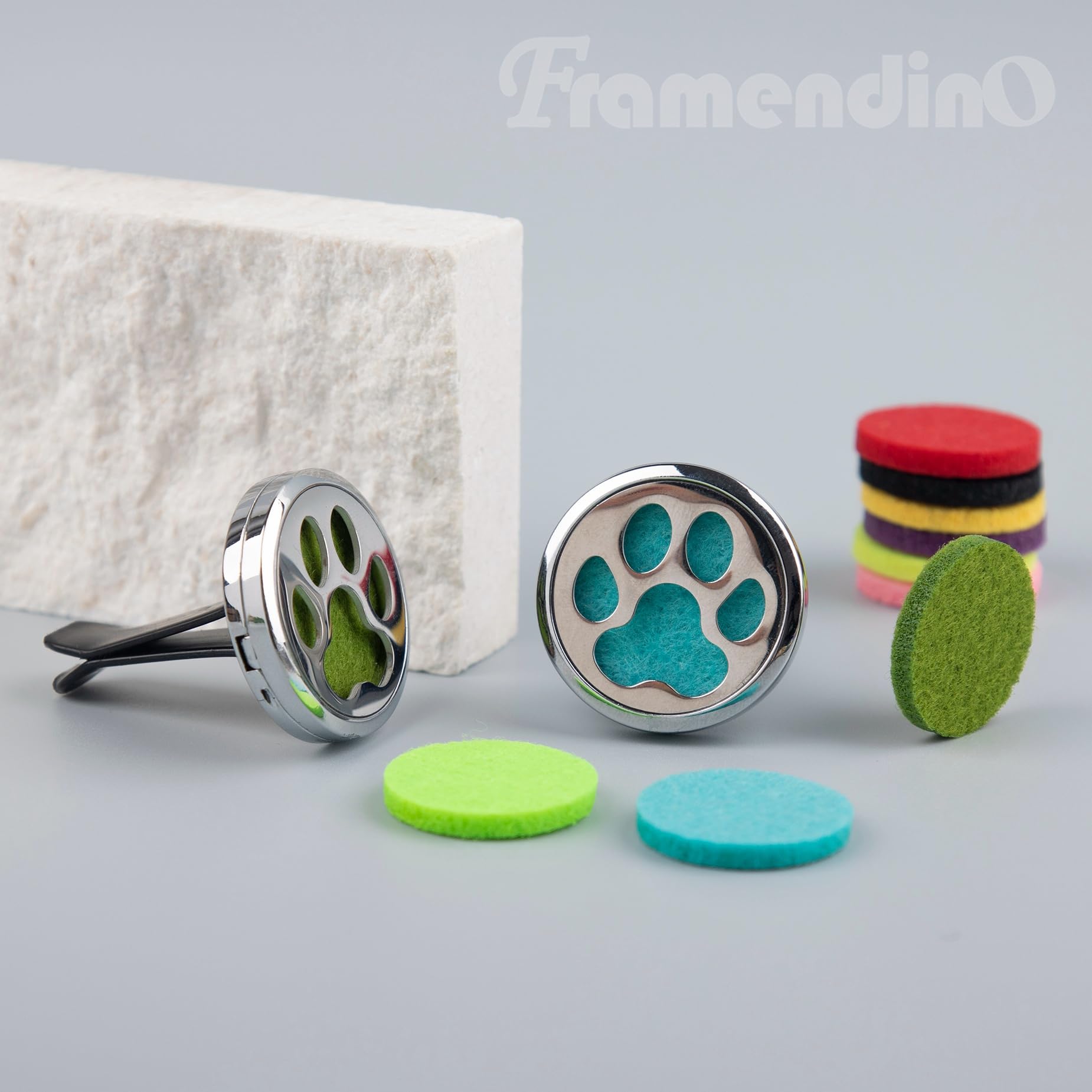 Framendino, 2 Pack Dog Paw Print Locket for Essential Oil Diffuser with 20 Felt Refill Pads FramendinoAu supplements