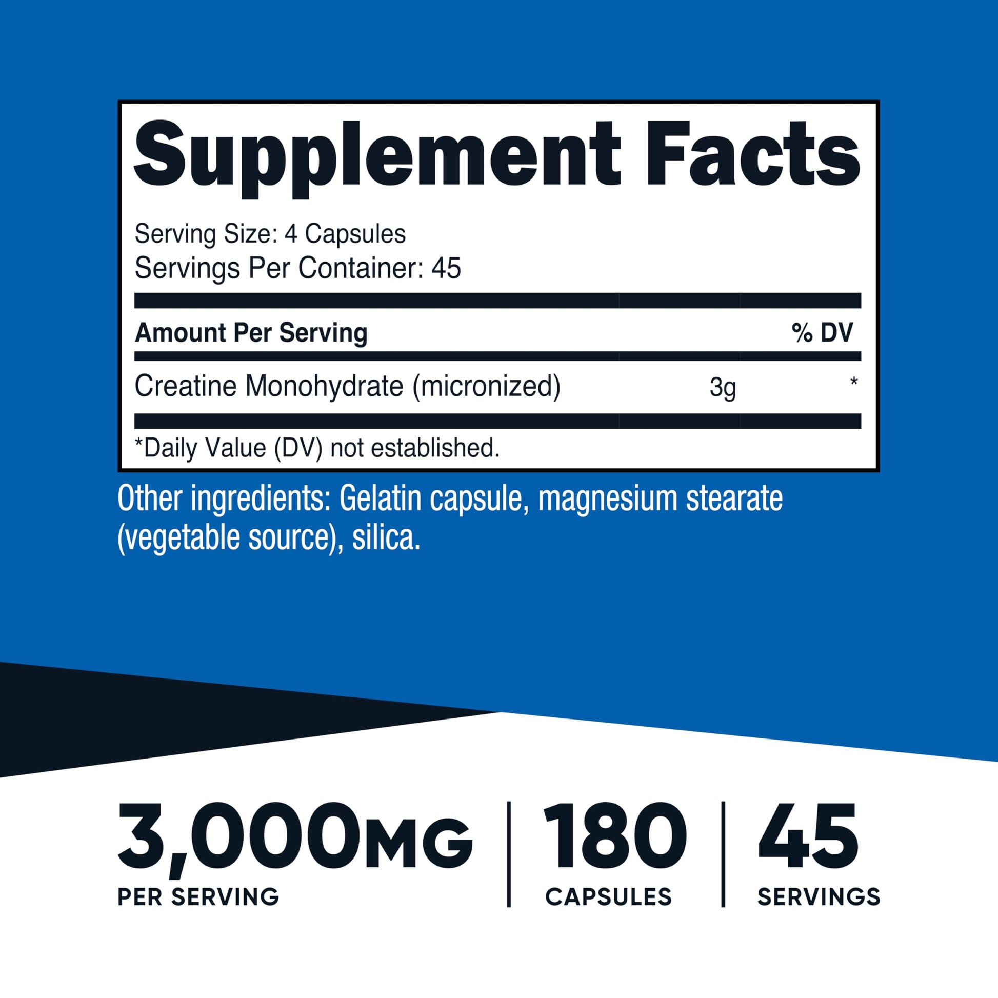 Nutricost Creatine Monohydrate 3,000mg, 180 Capsules (750mg Per Capsule) - Gluten Free, Non-GMO NutricostAu supplements