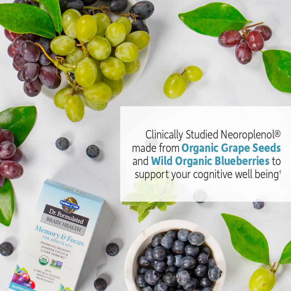 Garden of Life Dr. Formulated Organic Brain Health Memory & Focus for Adults 40+ 60 Tablets Garden of LifeAu supplements