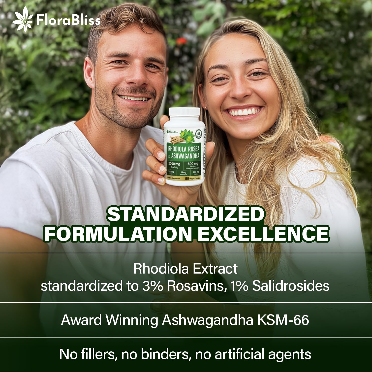 FloraBliss Rhodiola Rosea with Ashwagandha KSM-66, L-Theanine, Holy Basil & Black Pepper - 90 High Potency Vegan Capsules - 45-Day Supply FloraBlissAu supplements