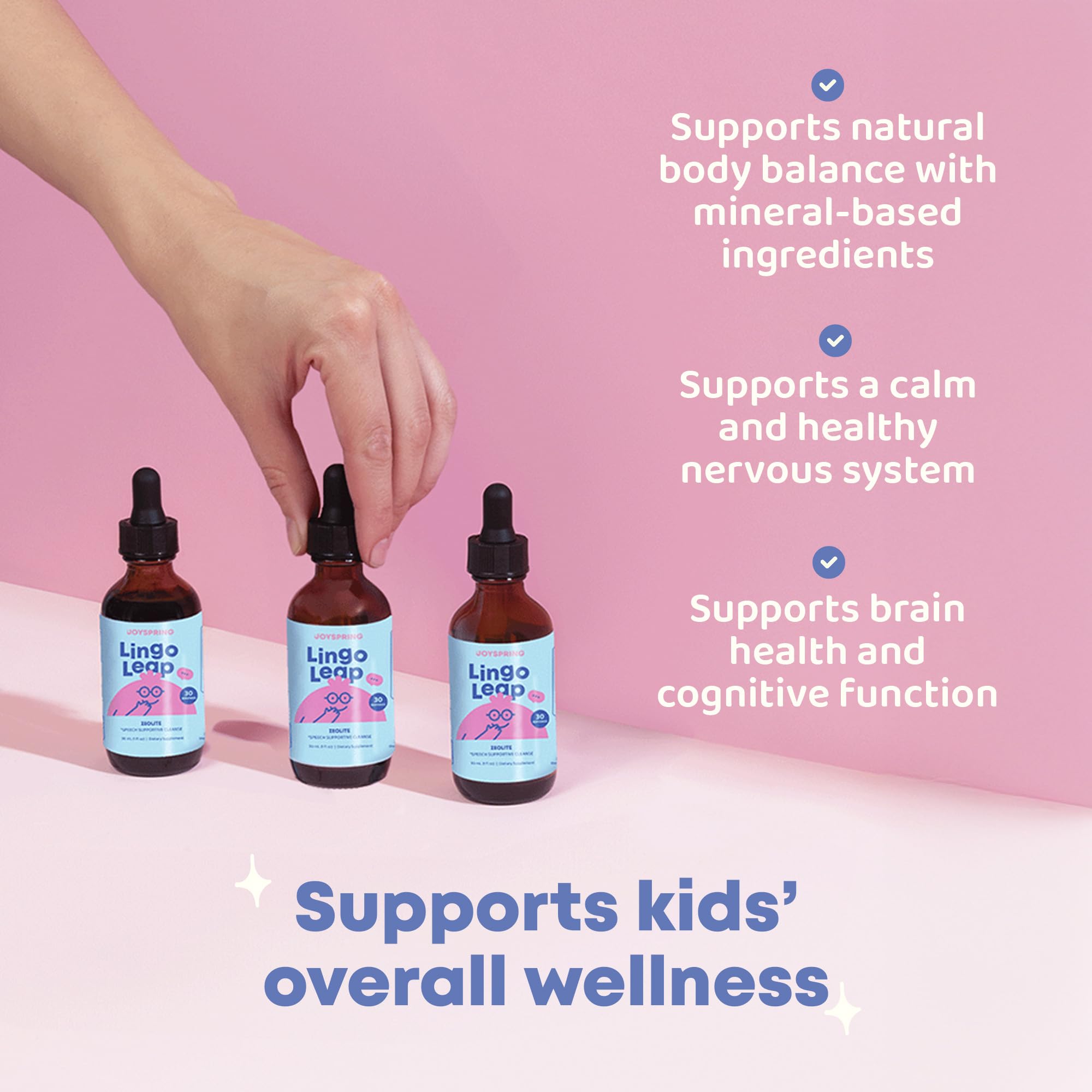 JoySpring LingoLeap – Liquid Kids Formula with Zeolite Clinoptilolite, Methylated B12 & Vitamin D3 | Gentle Daily Support for Kids’ Wellness