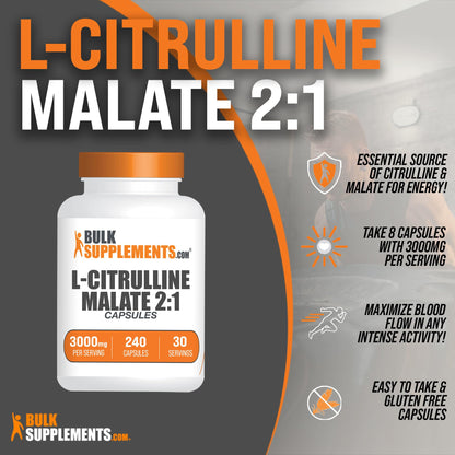 BULKSUPPLEMENTS.COM L-Citrulline Malate Capsules - Citrulline Malate 3000mg BULKSUPPLEMENTS.COMUS supplements