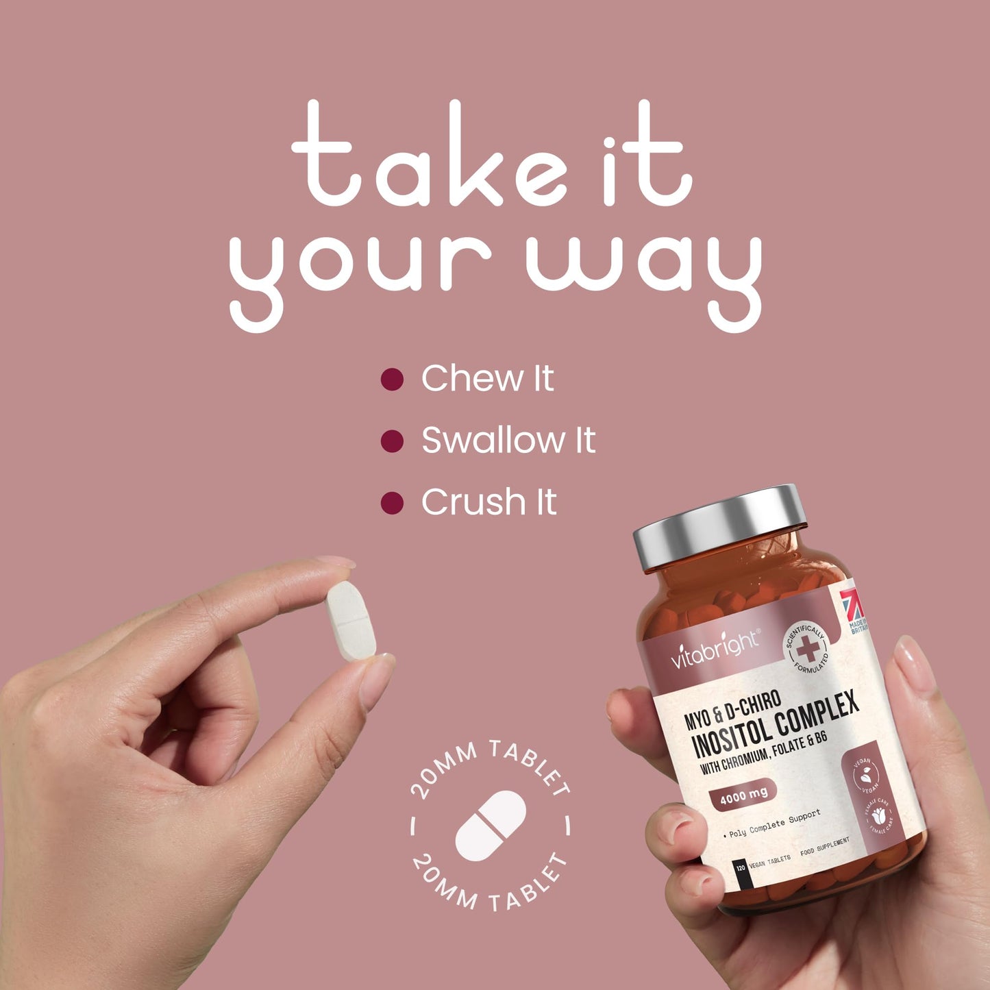 Myo and D-Chiro Inositol Complex - 4000mg per 4 Tablets - 120 Tablets (30 Day Supply) VitaBrightUS supplements