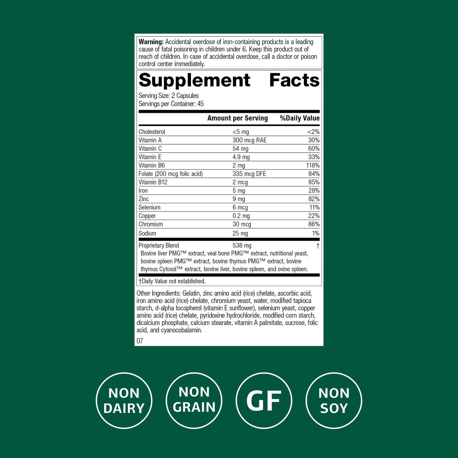 Standard Process Inc. Immuplex - Daily Immune Support Supplement with Folate, Iron, Vitamin C & Vitamin A - Mineral Supplement with Antioxidant Ingredients - 90 Capsules Standard Process Inc.Au supplements
