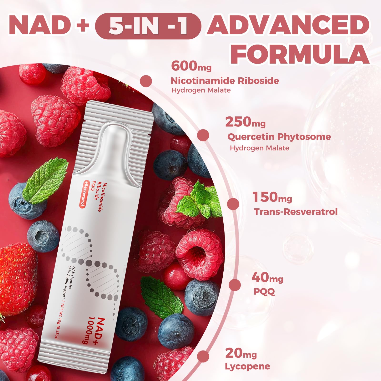 NAD+ Liquid Supplement 1000mg 30 Sachet, Nicotinamide Riboside & Resveratrol with PQQ DNA Repair Advanced NAD Supplement for Men & Women,Boosts Cellular Energy NEWOLITEAu supplements