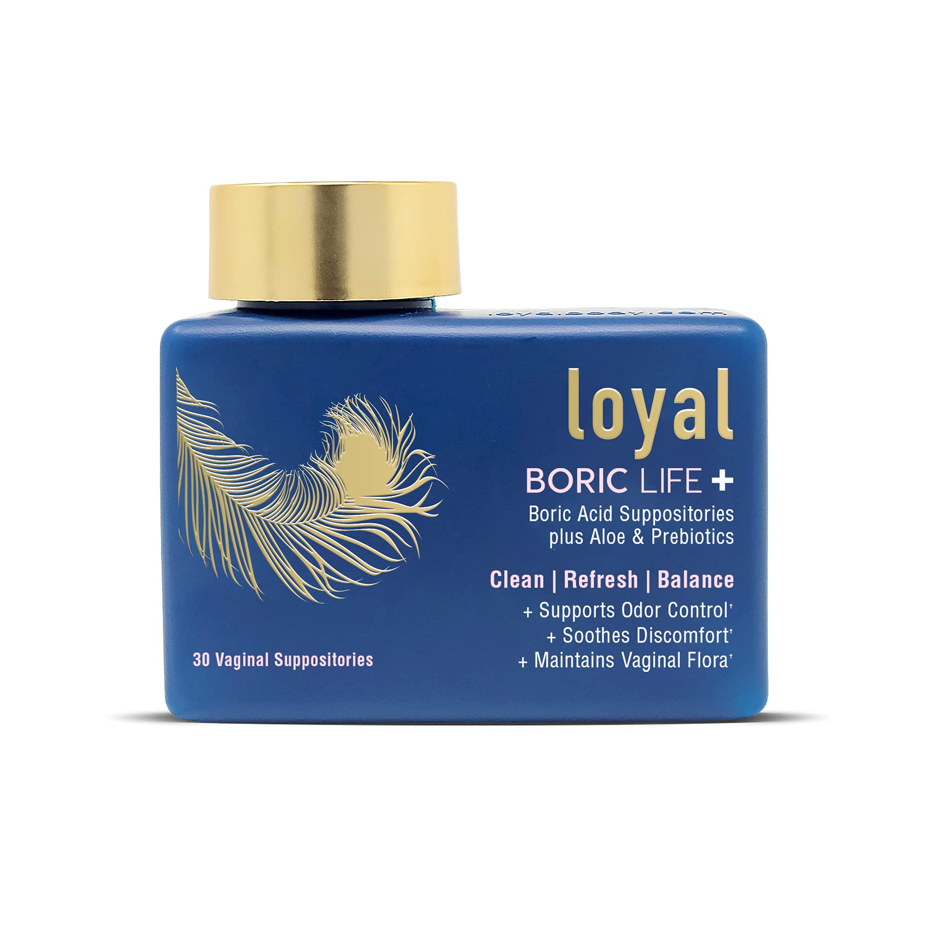 Loyal Boric Life Plus - Boric Acid Suppositories with Aloe & FOS - Supports Odor Control - Soothes Discomfort - Maintains Intimate Flora - Made in USA (30 Count) LoyalUS supplements