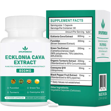 Spliferikou Ecklonia Cava Extract, 800mg, 60 Veggie Capsules with Fucoidan, Green Tea, Turmeric, CoQ10, Dietary Supplement SpliferkouAu supplements