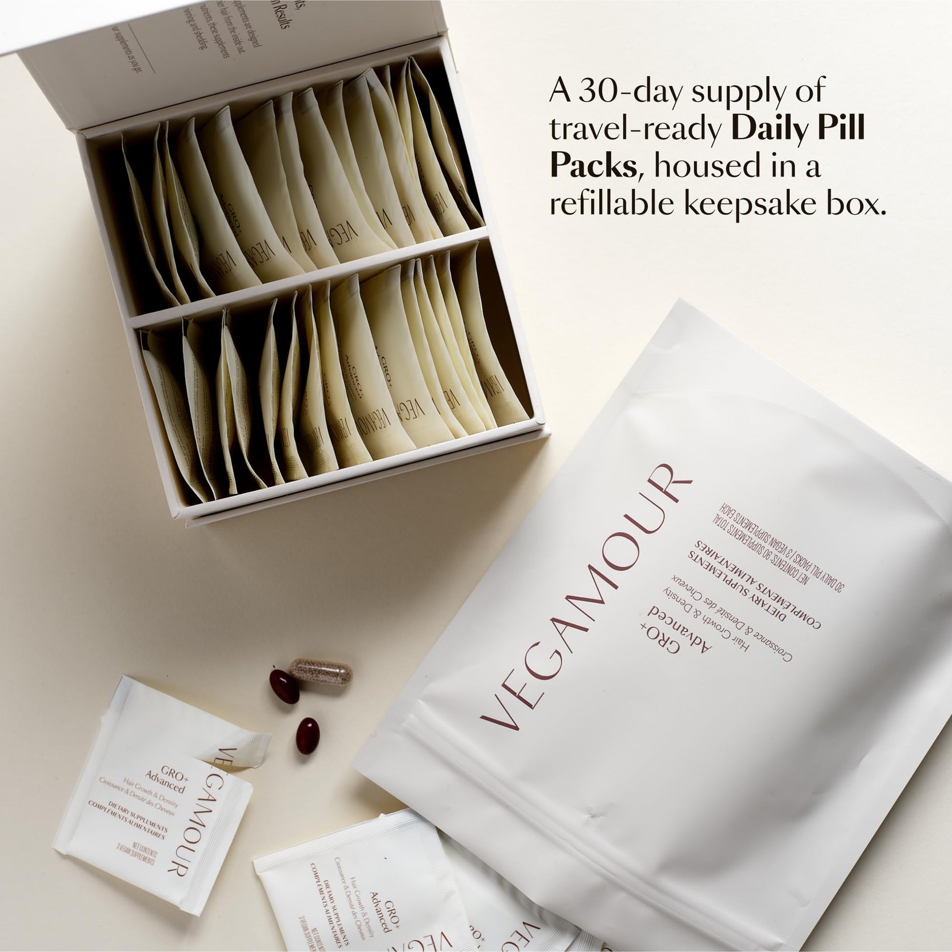 VEGAMOUR GRO+ Advanced Hair Growth Vitamin Supplements - Boosts Hair Growth & Density - 30 Pill Packs/Box VEGAMOURAu supplements