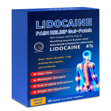 KIbabyDI Professional Lidocaine Pain Relief Patches - 20 Count | 4% Medicated Gel Patches for Targeted Joint & Muscle Comfort | Long-Lasting 12-Hour Relief, Ultra-Flexible Design -lb234 KIbabyDIAu supplements
