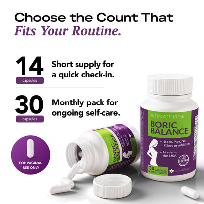 Intimate Rose Boric Acid Vaginal Suppositories, 30 Count for Feminine Deodorizing & Freshness - Vegan Capsules Intimate RoseUS supplements