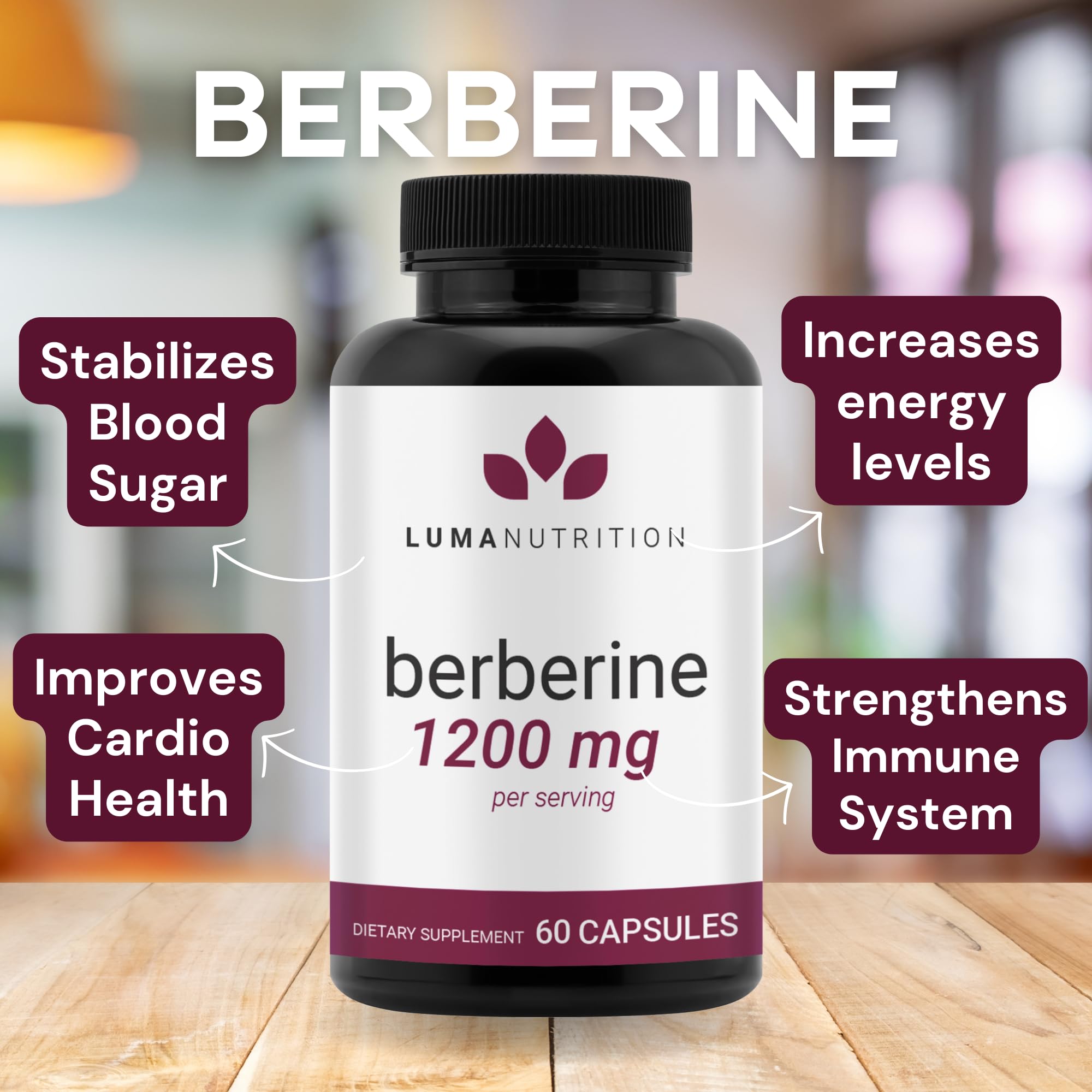 Luma Nutrition Berberine Supplement - Berberine 1200mg Per Serving - Berberine HCI Luma NutritionUS supplements