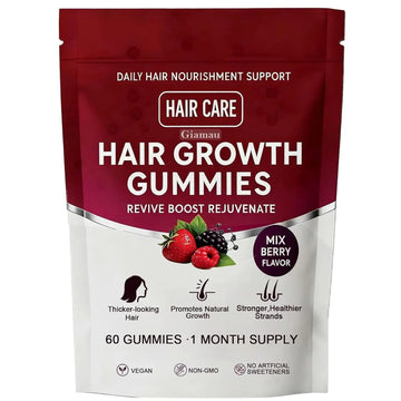 Giamau Lumin Hair Growth Gummies, 60 Vegan Gummies |Supports Healthy Hair Growth & Strength, Skin & Nail Care, | GiamauAu supplements