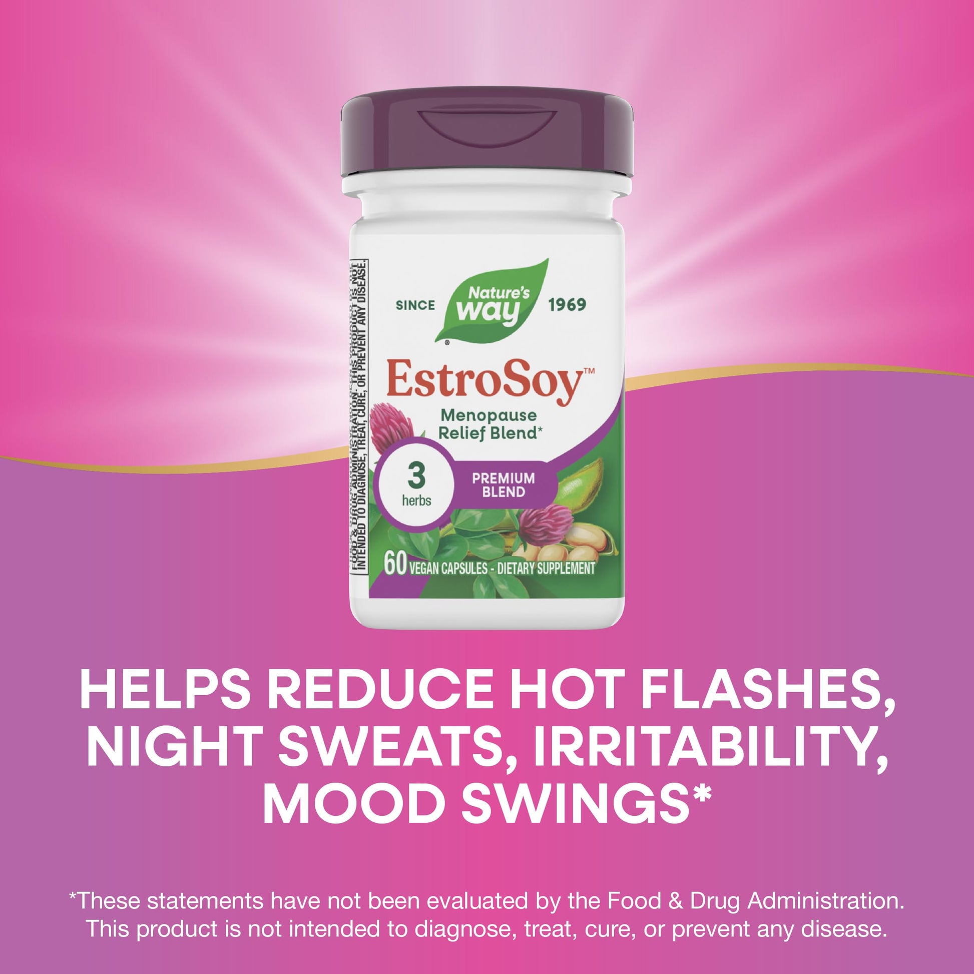 Nature's Way EstroSoy, Menopause Relief Blend*, Helps Relieve Menopausal Symptoms*, Black Cohosh, Fermented Soy Extracts, Red Clover, 60 Vegan Capsules (Packaging May Vary) Nature's WayAu supplements