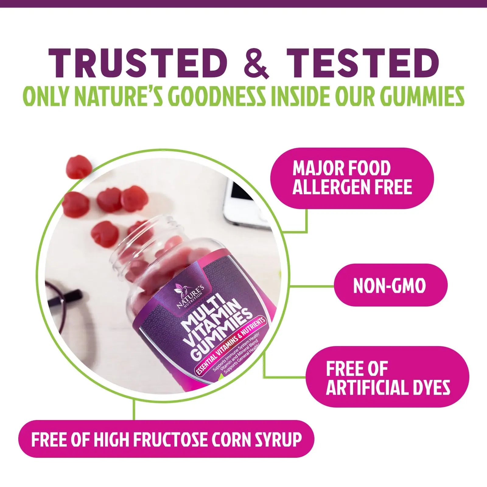 Multivitamin Gummies for Adult with Vitamins A, C, D, B12 - Gummy Multivitamins for Daily Nutritional Support Nature's NutritionAu supplements